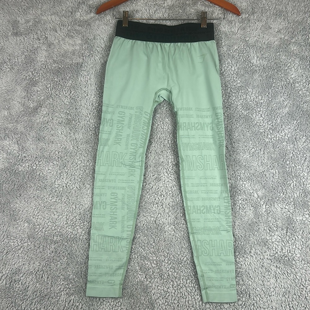 GYMSHARK Green Elastic Waistband Leggings Women’s,Size M